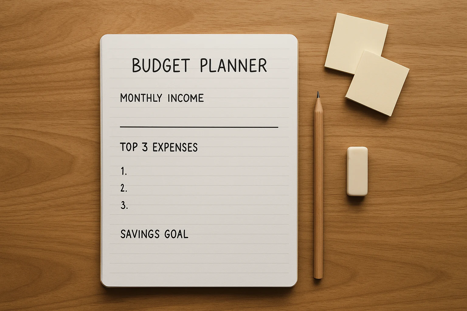 Minimalist budget planner notebook for analog budgeting