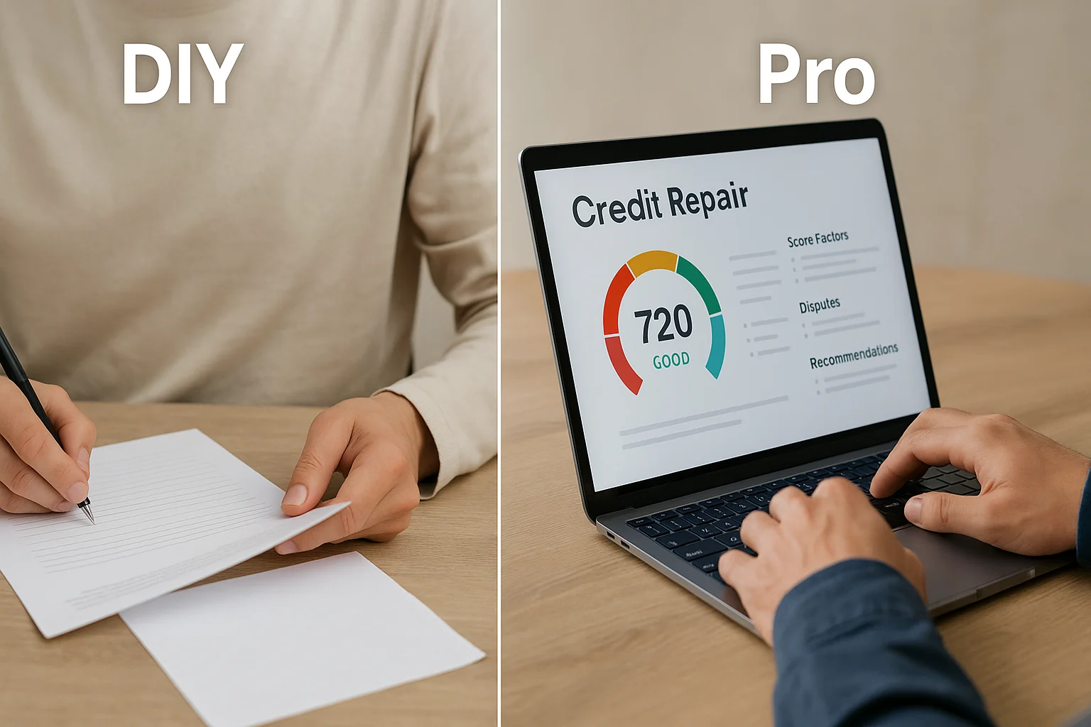 DIY vs professional credit repair comparison