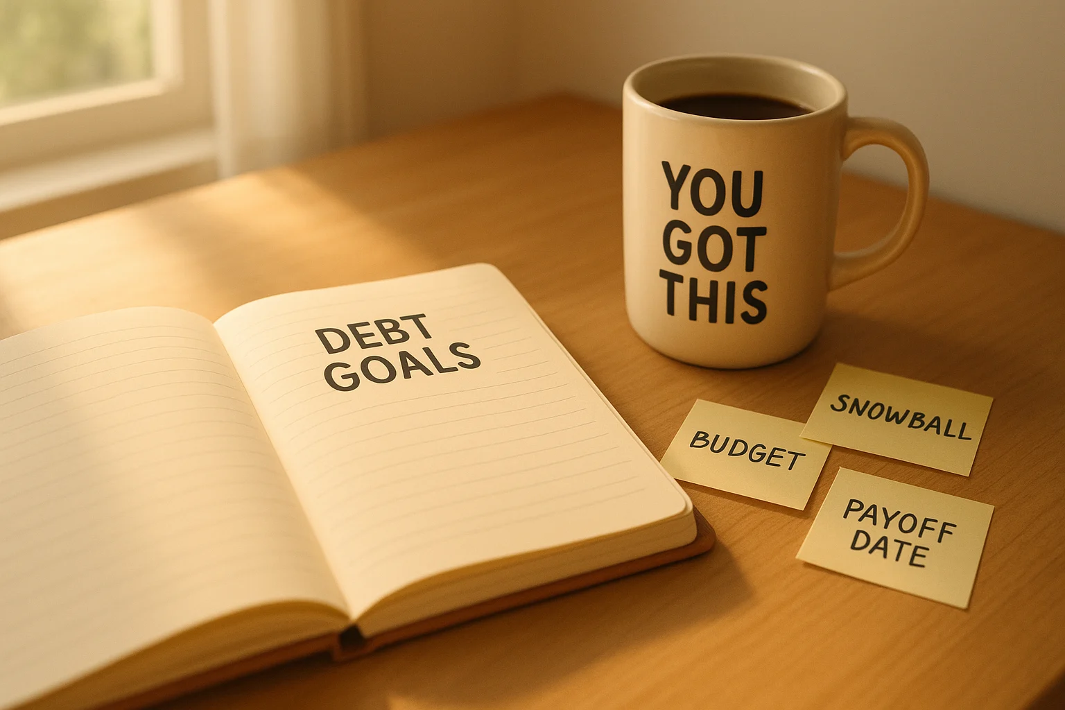 Motivational scene for debt payoff success stories