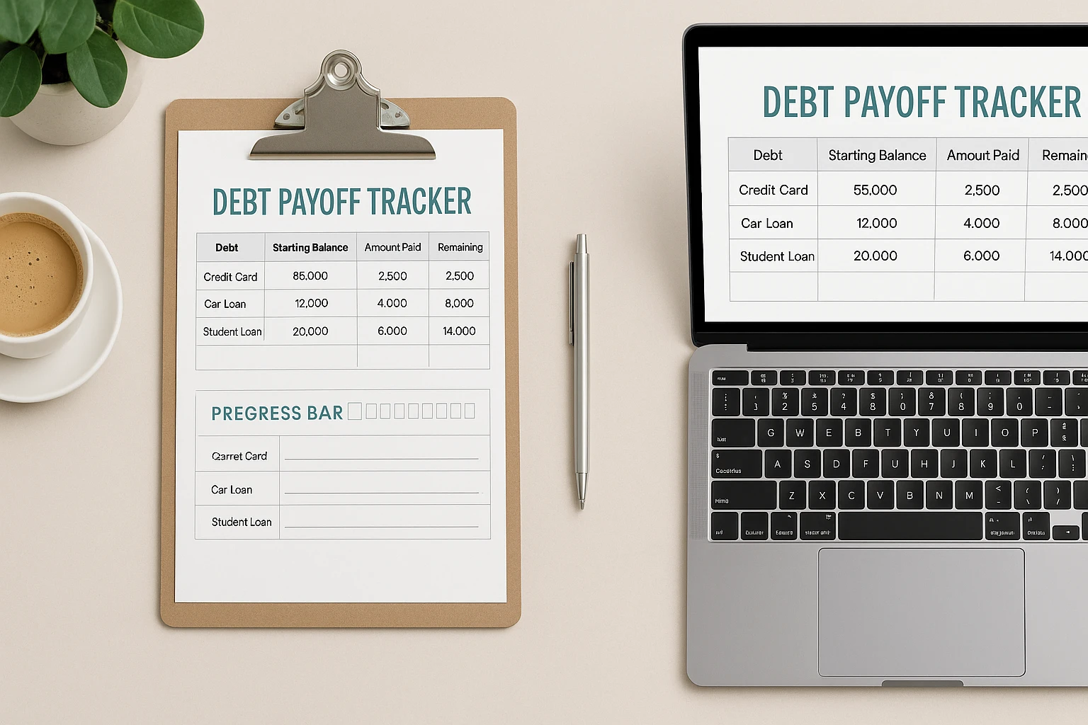 Free debt payoff tracker printable free interface with Snowball and Avalanche options