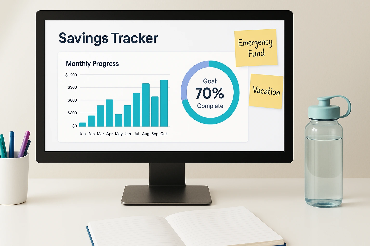 Visual savings tracker for free financial tools