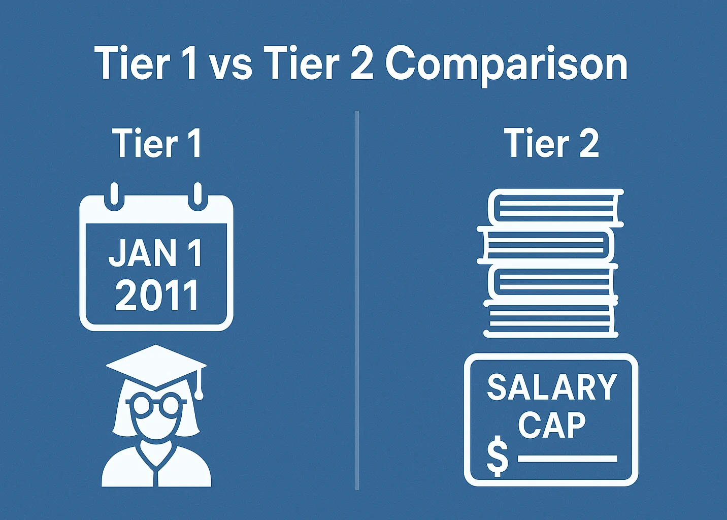 Comparison of Tier 1 and Tier 2 Illinois teacher pension benefits