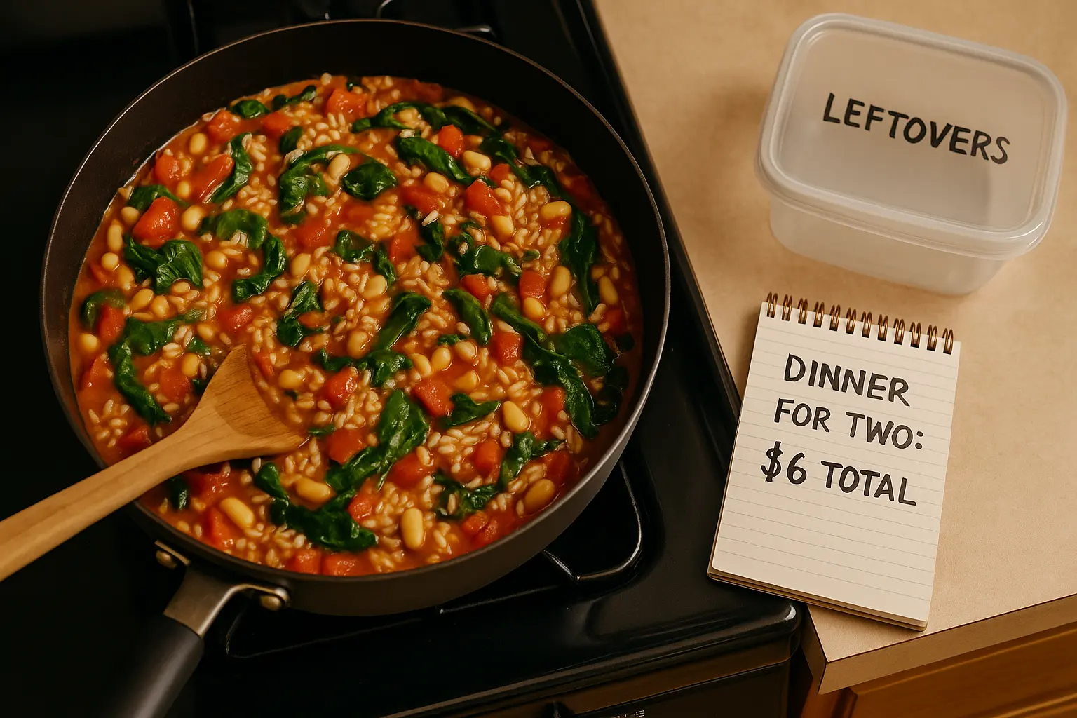 One-pot meal for grocery shopping on a budget for two