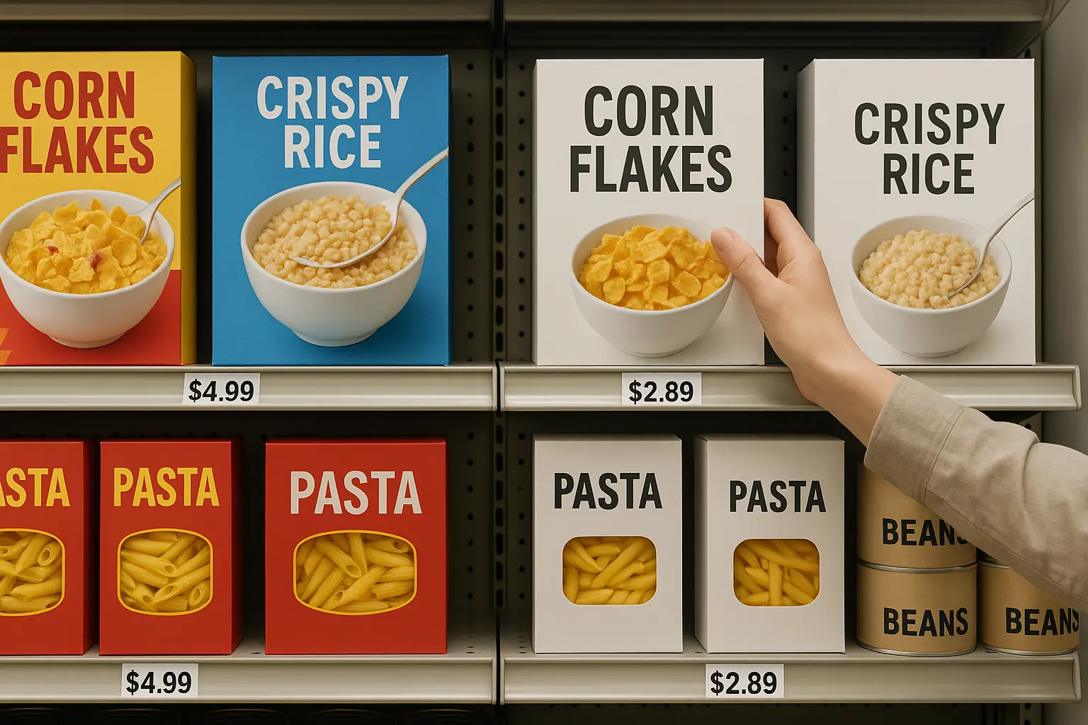 Store brands for grocery shopping on a budget for two