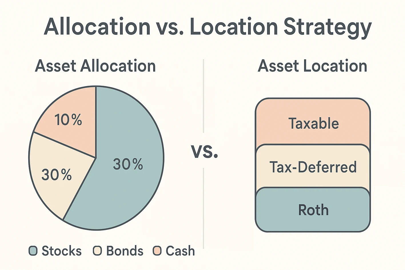 Comparison of asset allocation and asset location strategy for tax efficiency