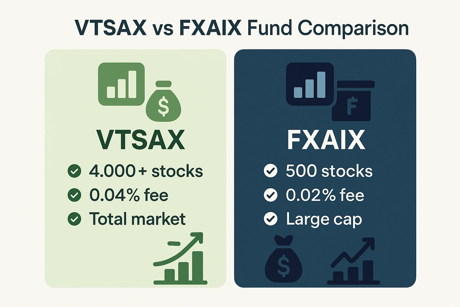 VTSAX vs FXAIX fund comparison illustration