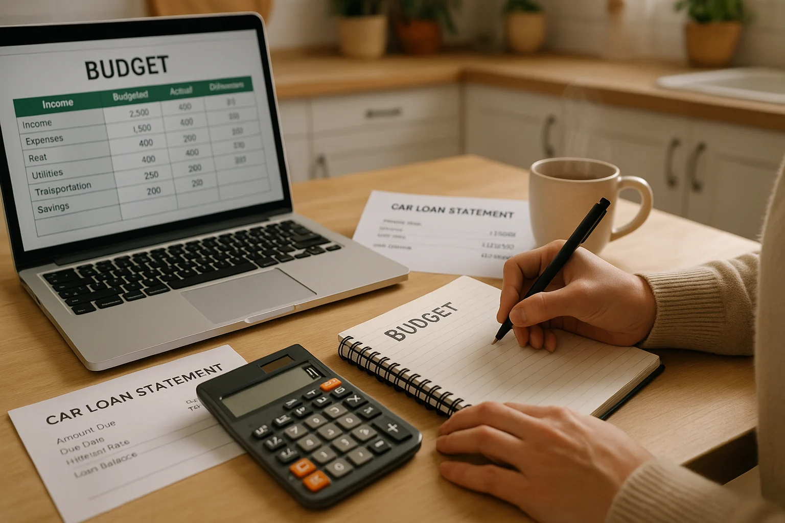 Person budgeting with auto payoff early calculator
