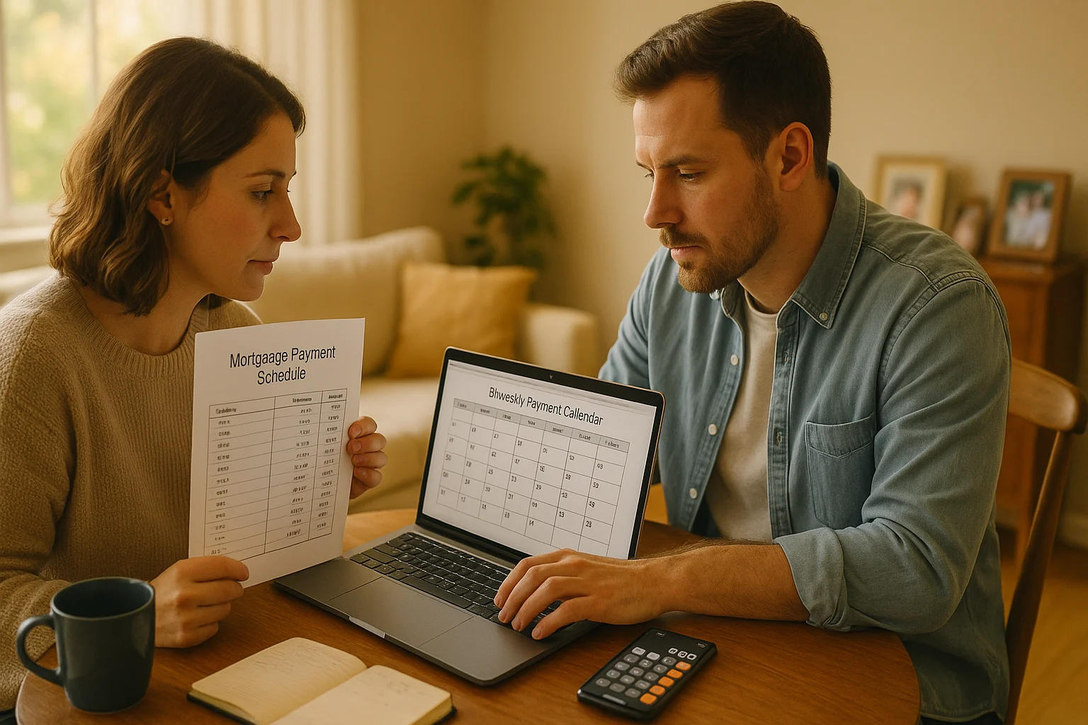 What happens if I make biweekly payments on my mortgage illustrated with a homeowner saving money