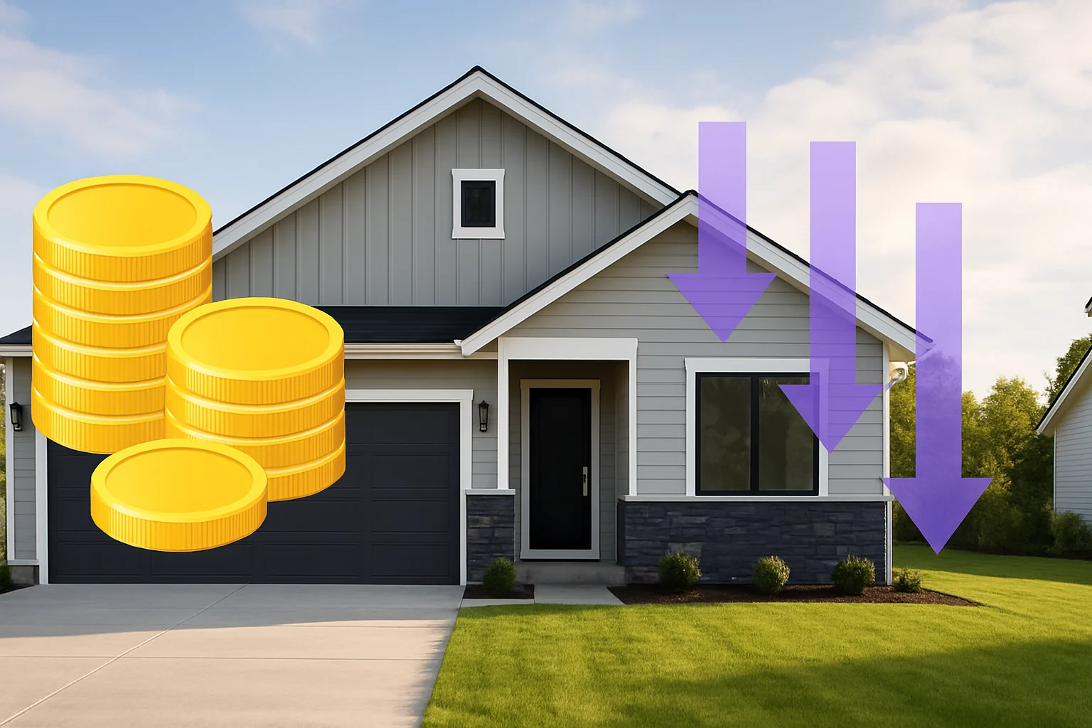 Mortgage recast vs refinance concept with house and money