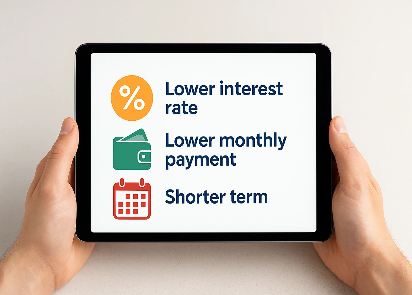 Homeowner using mortgage refinance break even calculator on tablet