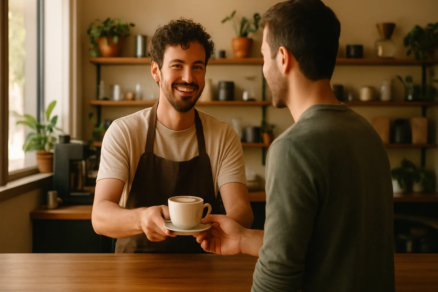 Barista FIRE concept with coffee shop and financial freedom