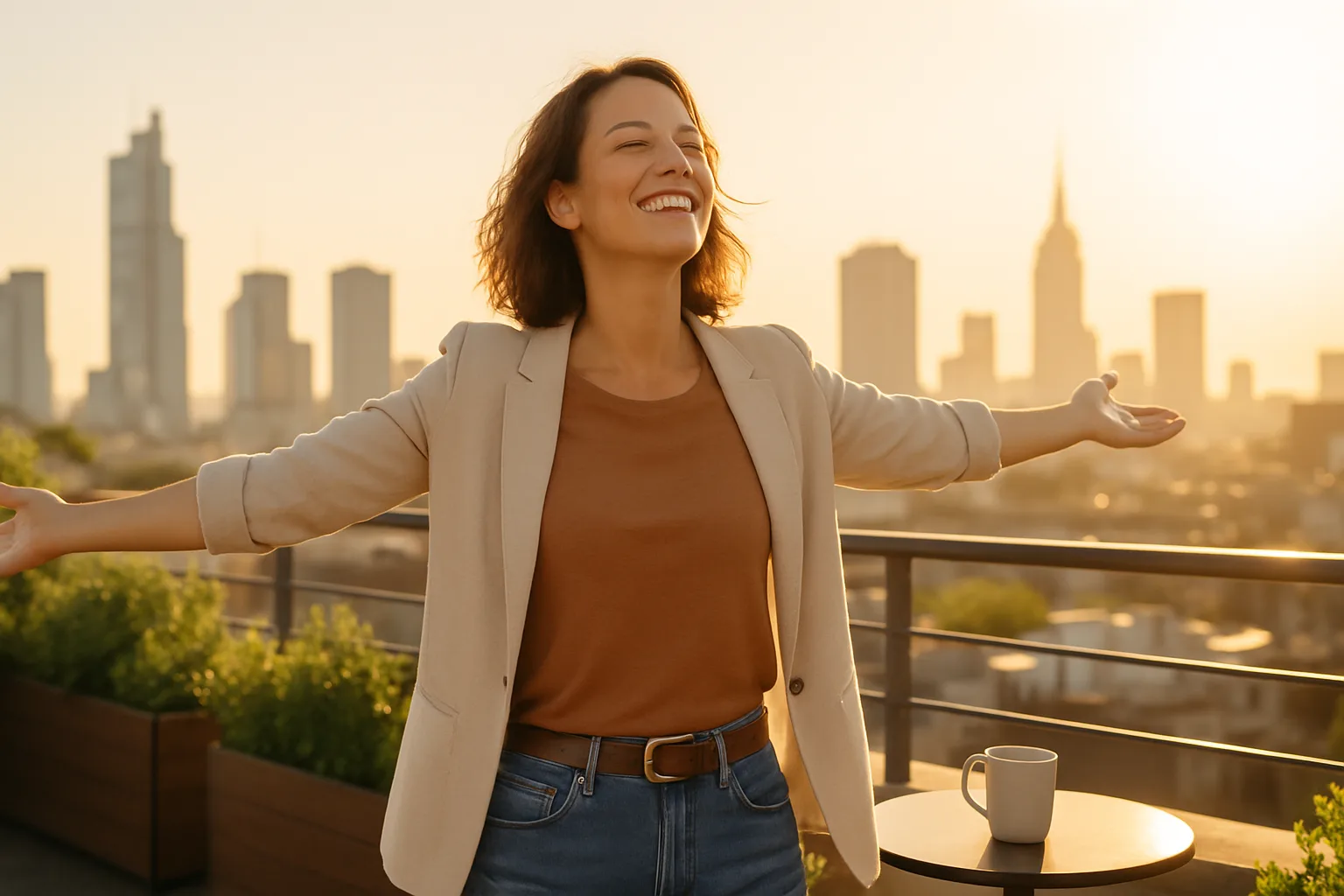 Person enjoying financial freedom after using Coast FIRE number calculator