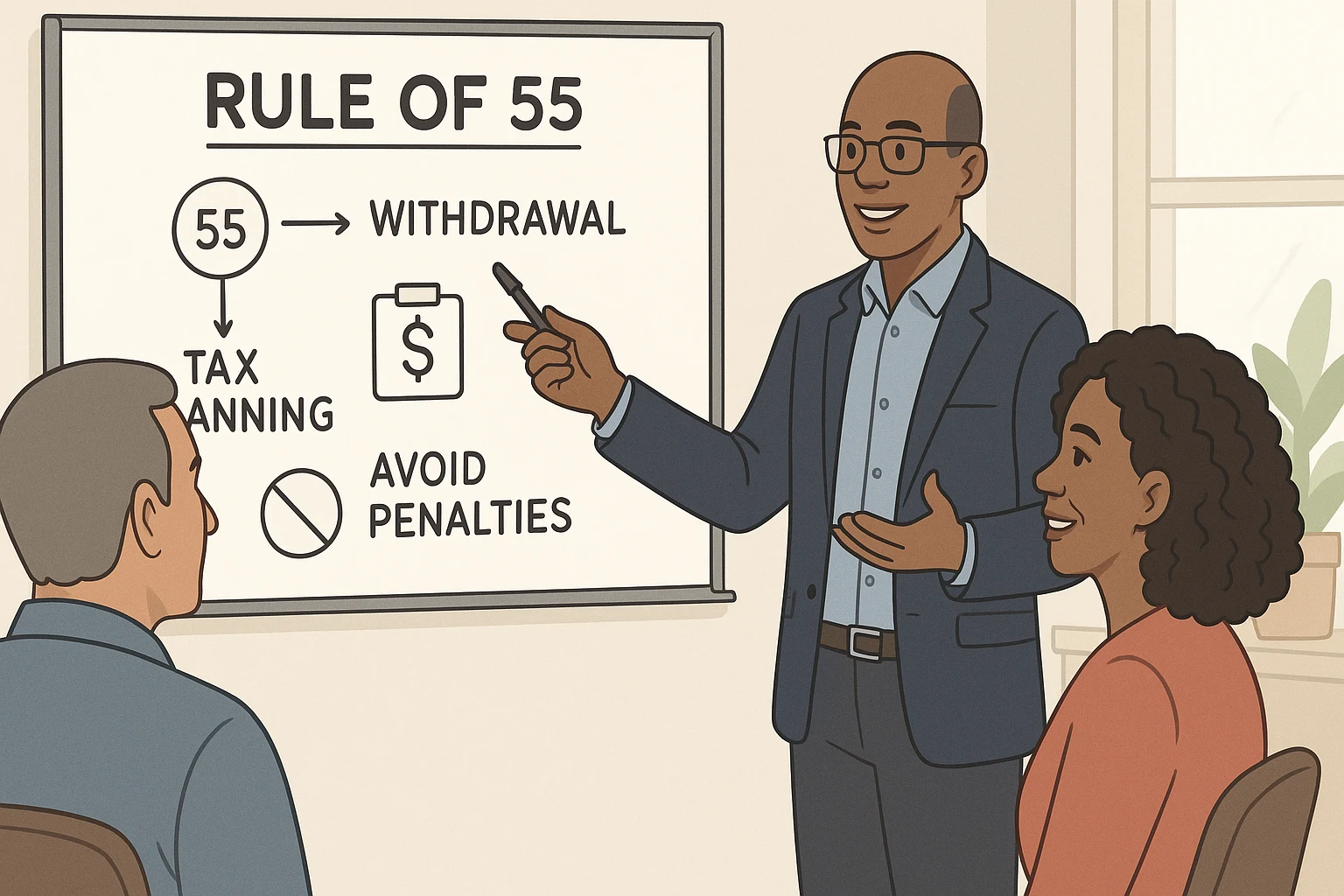 Financial planner discussing penalty-free withdrawal strategy