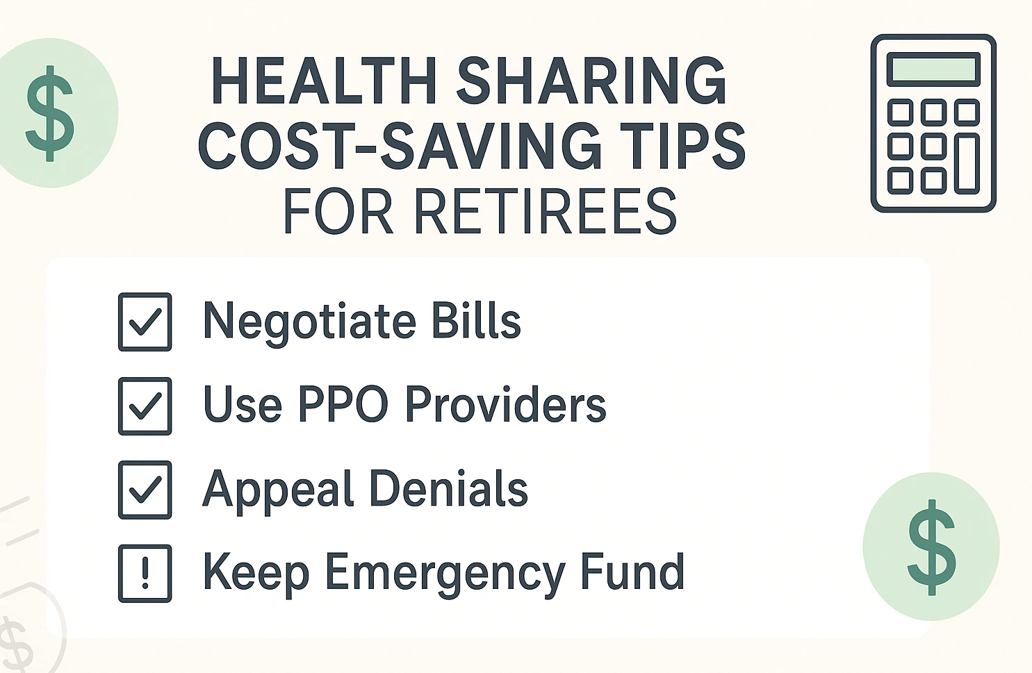 Practical tips to manage medical costs in a health sharing community