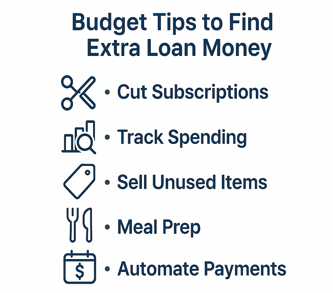 Bullet list of budgeting tips to free cash for debt