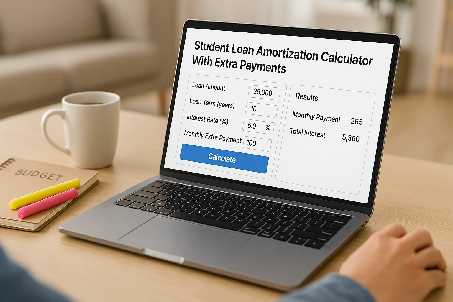 See how a student loan amortization calculator with extra payments can shorten your payoff timeline.