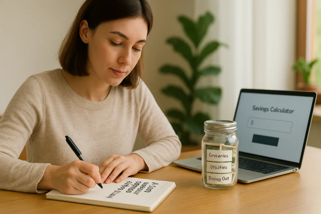 Person saving money to reach $500 a month goal