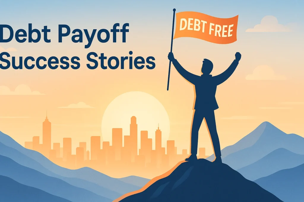 Real people achieving financial freedom after paying off debt successfully