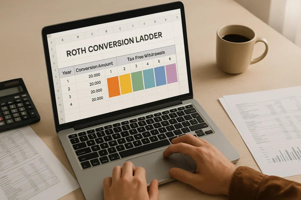 Roth Conversion Ladder Spreadsheet visualizing early retirement tax strategy
