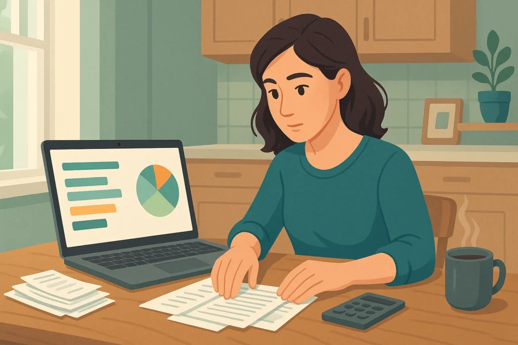 Overfilled pantry shelves and a shopping cart packed with sale items, illustrating how buying every discount deal can quietly raise monthly spending instead of creating real savings.